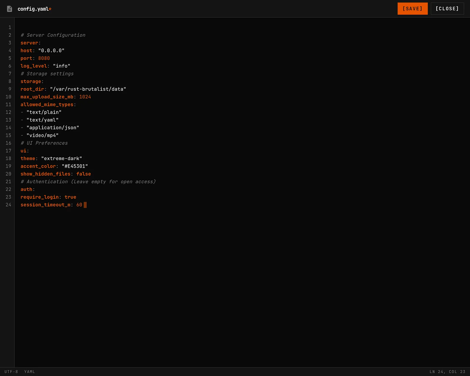 RustyFile text editor